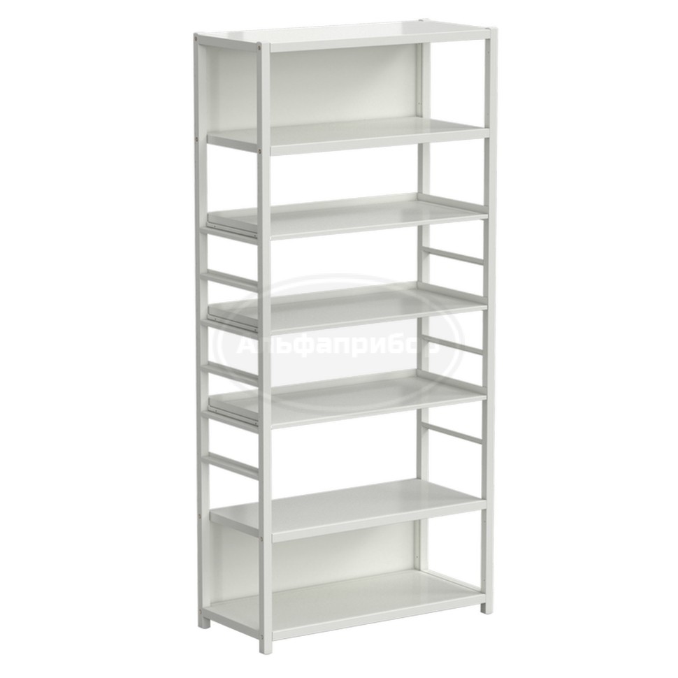 Стеллаж универсальный 6 полок с бортиком 900x400x1945 мм, без опор, белый металл