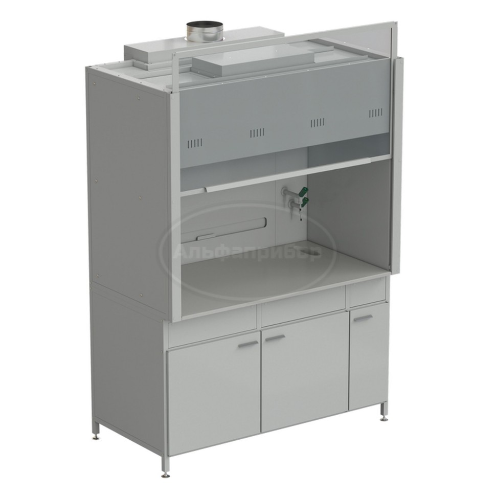 Шкаф вытяжной с подводом воды и ВЗБ светильником 1500х900х2145 мм, кран TOF, раб. поверхность - Durcon