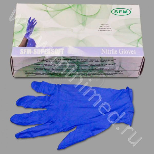 Перчатки-L нитриловые нестерильные, неопудренные, текстурированные, SFM, Германия, упаковка 100 пар