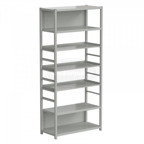 Стеллаж универсальный 6 полок с бортиком 900x400x1945 мм, без опор, серый металл