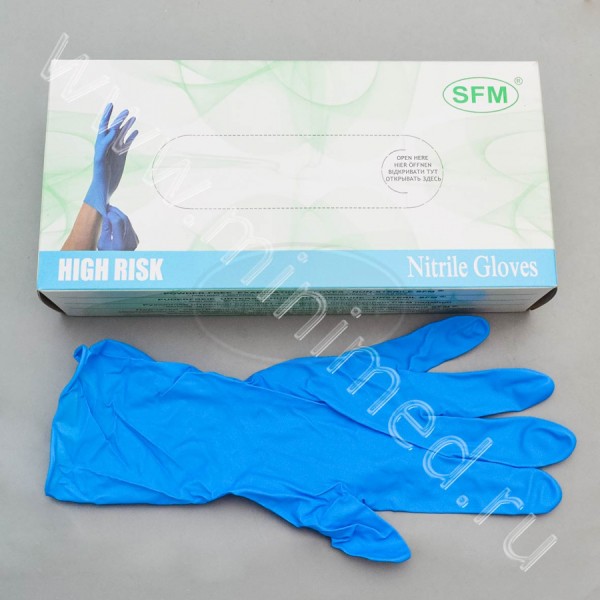 Перчатки HIGH RISK латексные смотровые диагностические нестерильные, р-р М (SFM, Германия), упаковка 25/250 пар