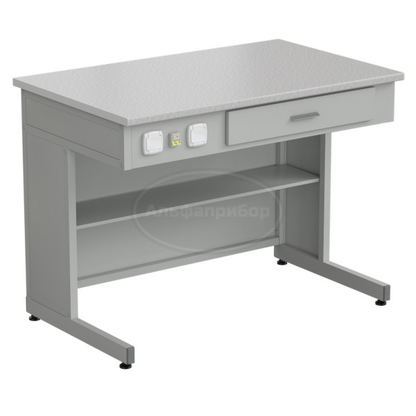 Стол демонстрационный с электрикой 1200x750x900 мм, раб. поверхность - белый ламинат