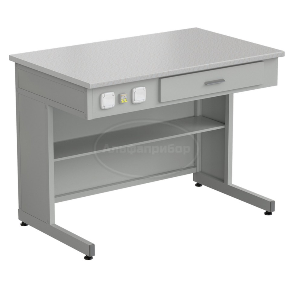 Стол демонстрационный с электрикой 1200x750x900 мм, раб. поверхность - белый ламинат