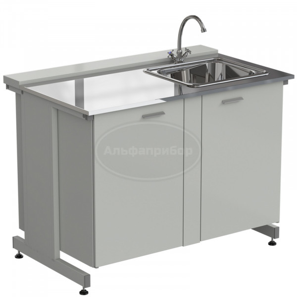 Мойка одинарная 1200х750х900 мм, одна чаша справа, смеситель, раб. поверхность - нержавеющая сталь