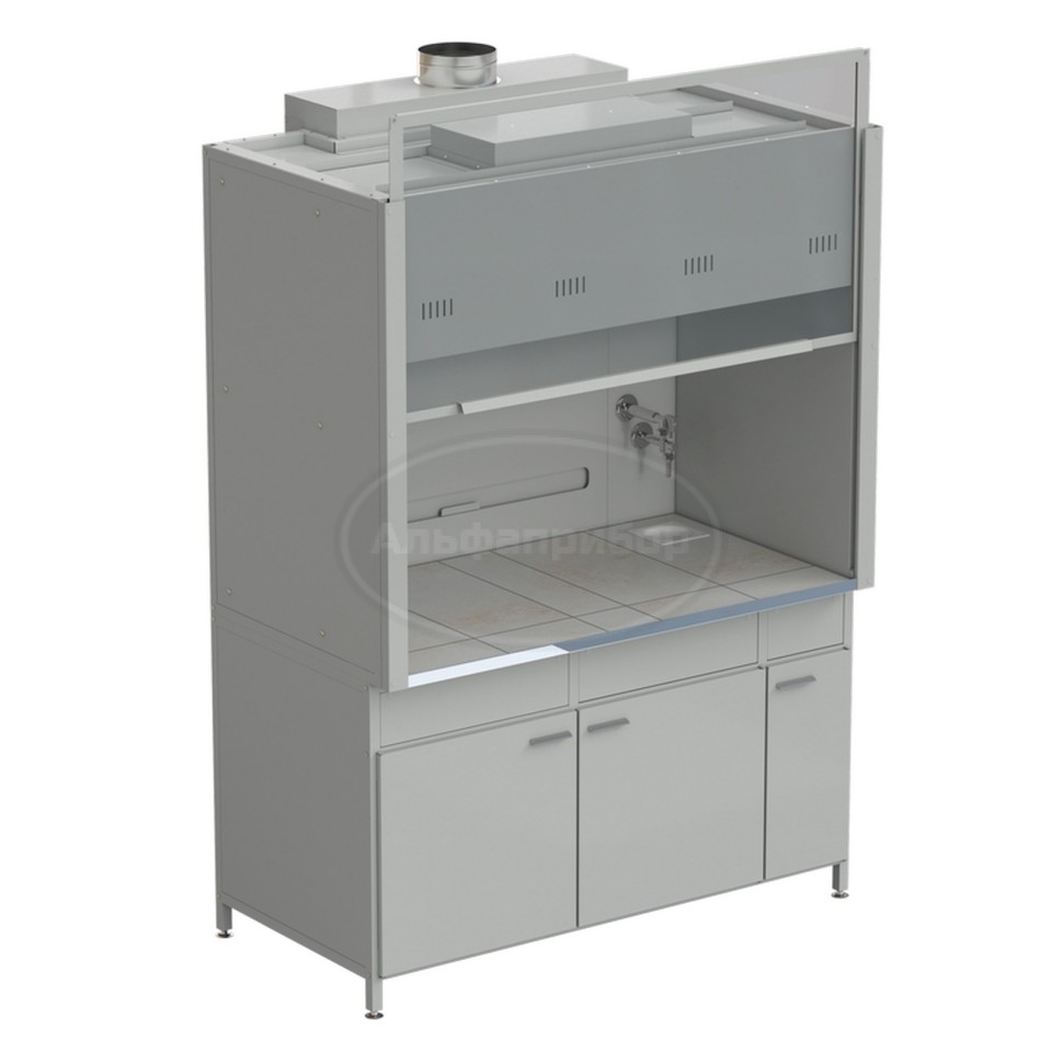 Шкаф вытяжной с подводом воды и ВЗБ светильником 1500х900х2145 мм, раб. поверхность - керамика