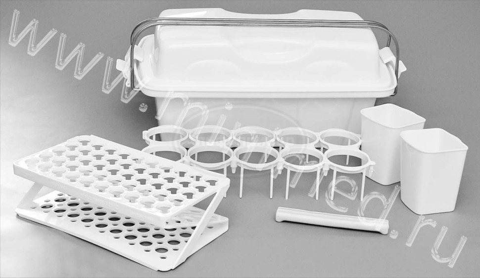 Укладка-контейнер полимерный для доставки проб биологического материала в пробирках и флаконах УКП-01 "КРОНТ" в исполнении УКП-50-01