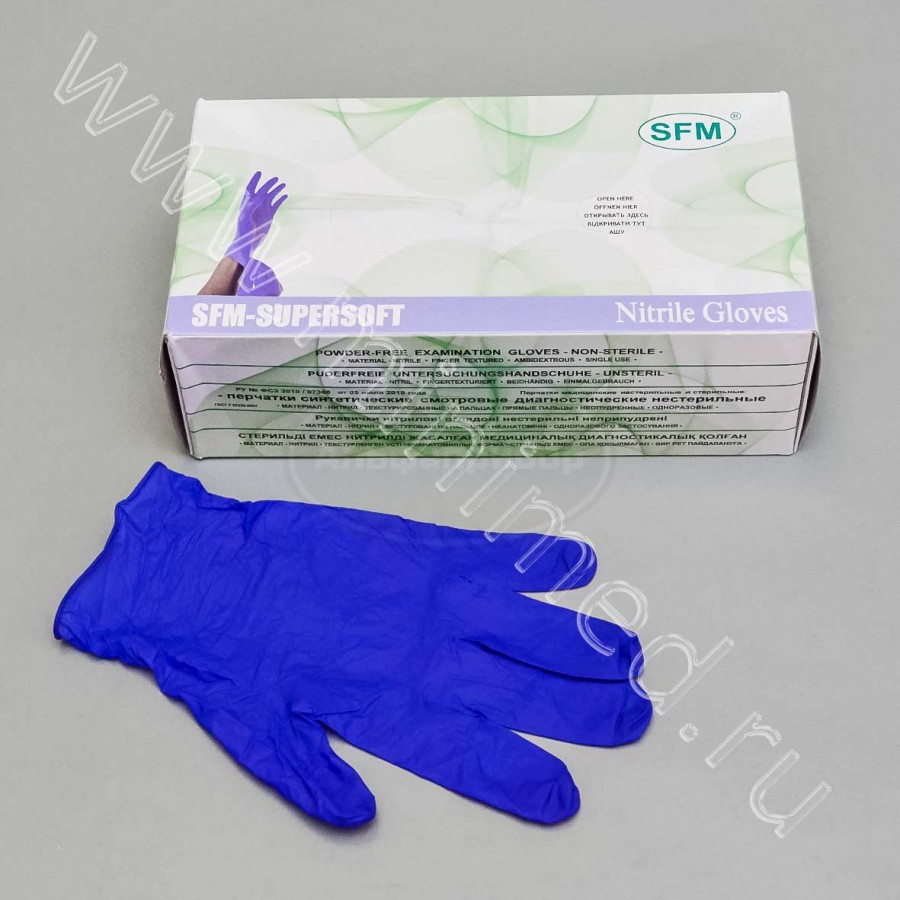 Перчатки-S нитриловые нестерильные, неопудренные, текстурированные, SFM, Германия, упаковка 100 пар