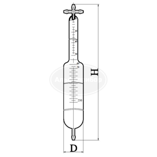 Пипетка 500мл газовая, эскиз 3-74