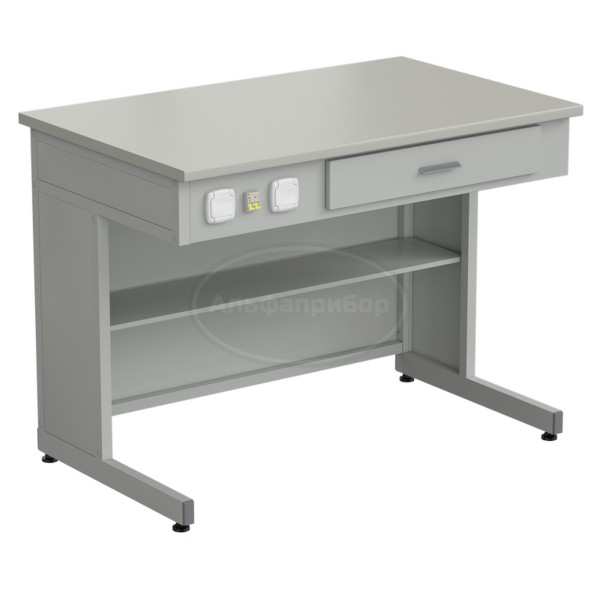 Стол демонстрационный с электрикой 1200x750x900 мм, раб. поверхность - серый ламинат