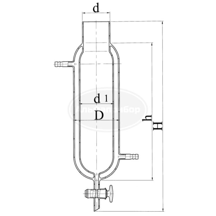 Воронка делительная с рубашкой, эскиз 2-562