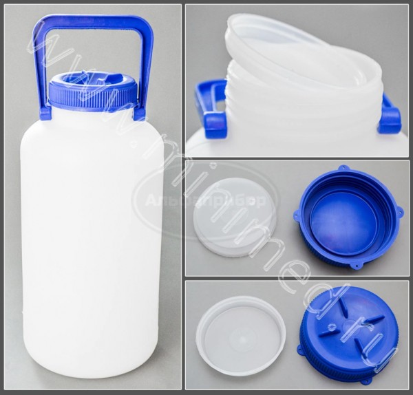 Бутыль толстостенная 10 л с широким горлом, с крышкой, ПЭНД, упаковка 1шт, Kartell