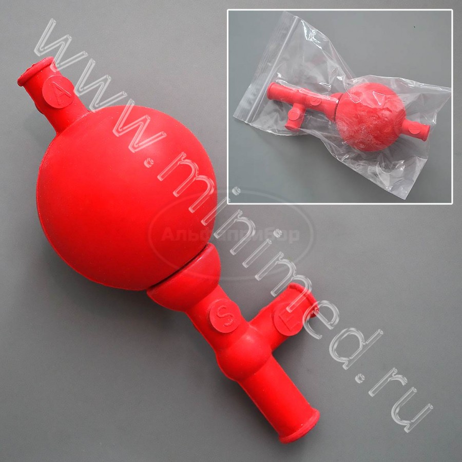 Груша резиновая с тремя клапанами, упаковка 1шт
