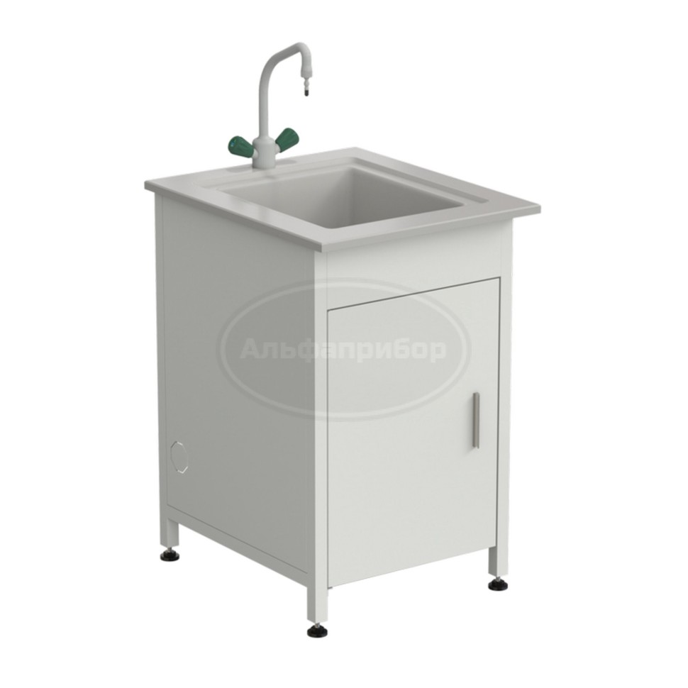 Стол-мойка одинарная 550х650х850 мм, смеситель TOF, раб. поверхность - Durcon