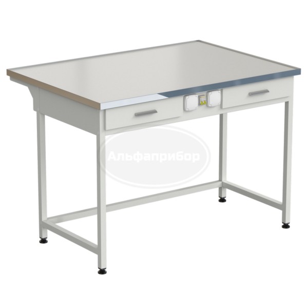 Стол лабораторный с 2 ящиками и электрикой 1212х850х850 мм, раб. поверхность - Labgrade-лайт