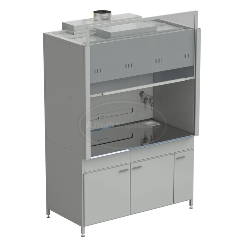 Шкаф вытяжной с подводом воды и ВЗБ светильником 1500х900х2145 мм, раб. поверхность - нержавеющая сталь