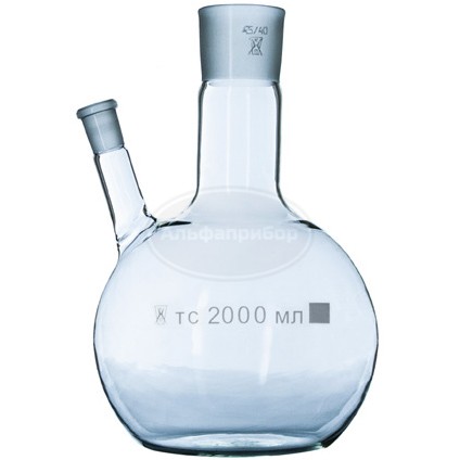 Колба плоскодонная 2 горловины, эскиз 5-358