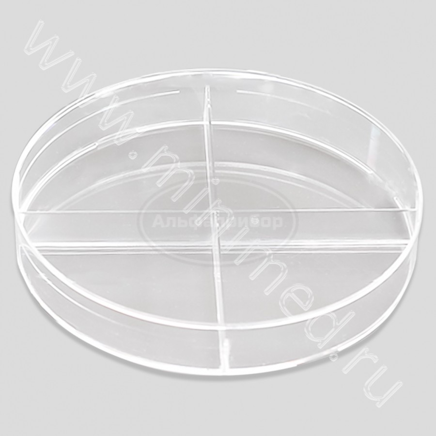 Чашка по типу чашек Петри 4х-секционная, Ø 90 мм, п/с, стерильная, упаковка 20/500шт, Aptaca