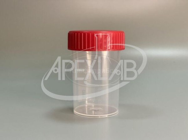 Контейнер для биоматериала 60 мл, градуированный, ПП, в индивидуальной упаковке, стерильный (500 шт.)