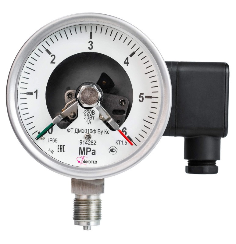 Вакуумметры, мановакуумметры, манометры электроконтактные коррозионностойкие виброустойчивые ДВ2010ф ВУ Кс IP65, ДА2010ф ВУ Кс IP65, ДМ2010ф ВУ Кс IP65