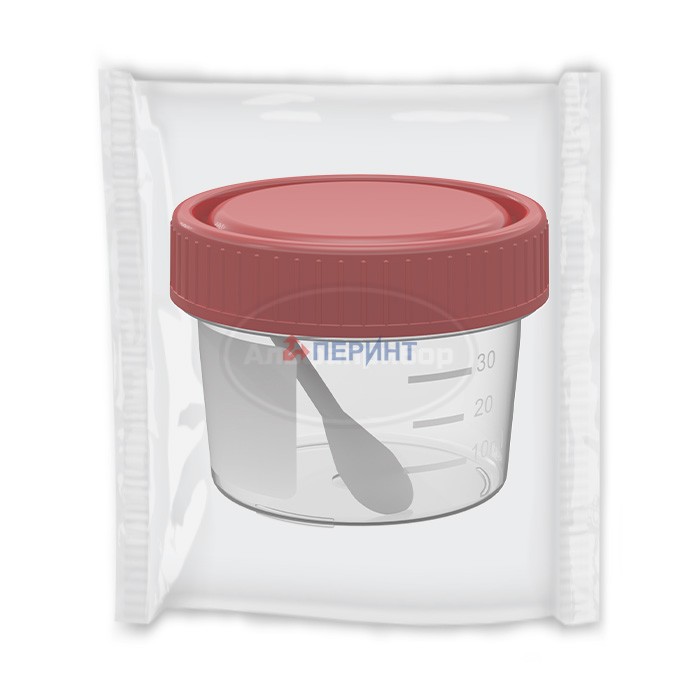 Контейнер для анализов 30 мл с ложкой стерильный