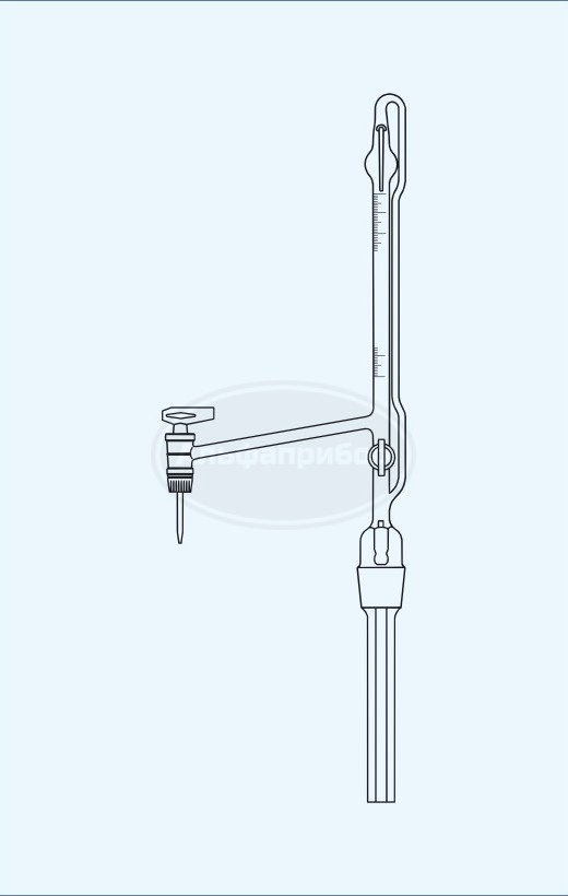 Бюретка автоматическая Пеллета промежуточный кран 2 кл. 100мл (0.2) боковой ключ, без аксессуаров, Technosklo