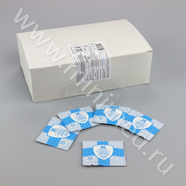 Салфетка антисептическая из бумажного текстилеподобного материала, стерильная "М.К.Асептика", спиртовая (70% этиловый спирт), 135*185мм