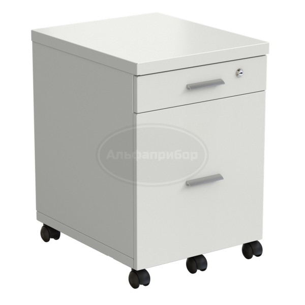 Тумба подкатная 460х530х640 мм, 2 ящика, белый металл - сталь