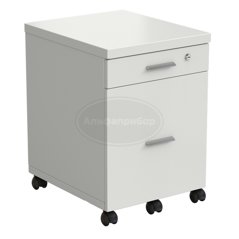 Тумба подкатная 460х530х640 мм, 2 ящика, белый металл - сталь