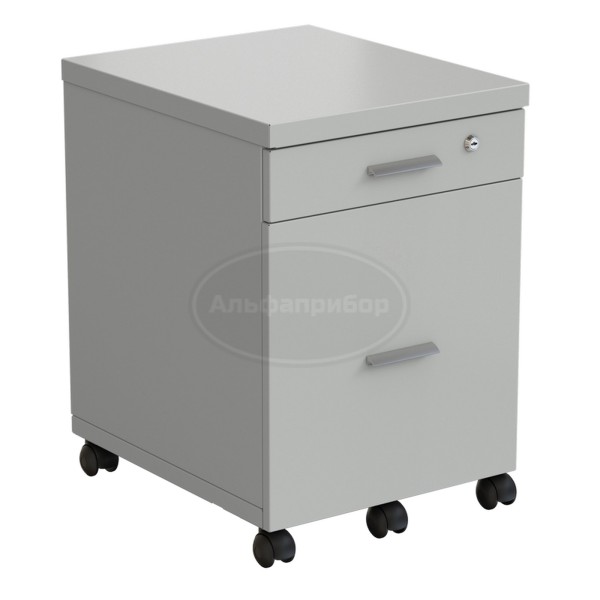 Тумба подкатная 460х530х640 мм, 2 ящика, серый металл - сталь
