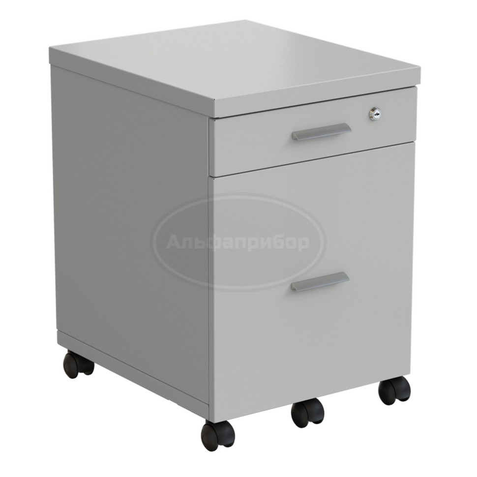 Тумба подкатная 460х530х640 мм, 2 ящика, серый металл - сталь