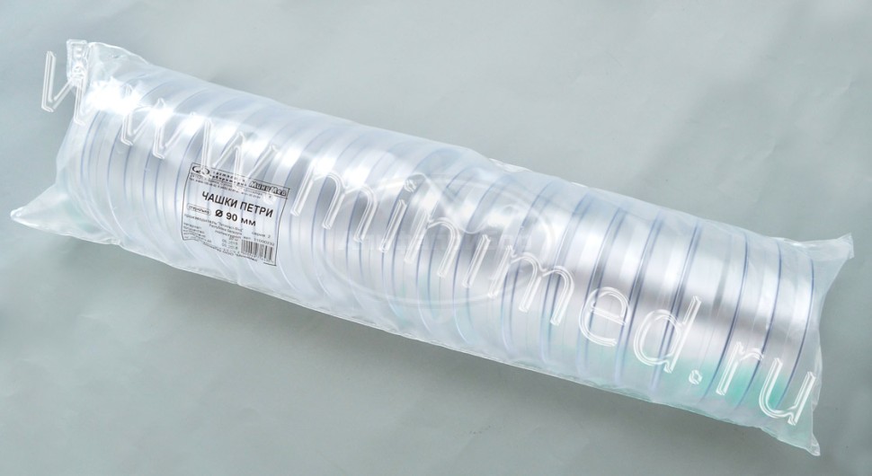 Чашка Петри пластмассовая однократного применения диаметром 90 мм вентилируемая, односекционная в групповой упаковке, стерильная, Литопласт, упаковка 20шт