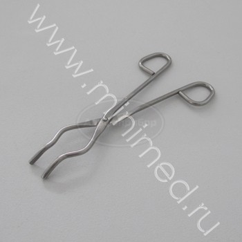 Щипцы лабораторные тигельные из нержавеющей стали и нарезками на рабочей части створок., 21см