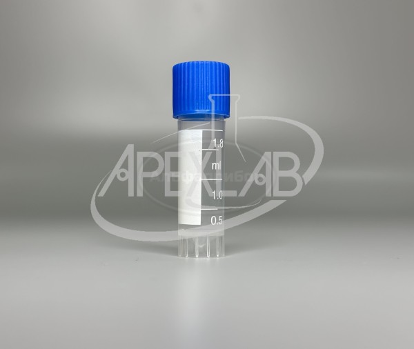 Криопробирка 1,8 мл ПП с юбкой устойчивости, полем для записи, завинчивающаяся крышка с силиконовым уплотнительным кольцом, градуировка 0,5-1-1,8 мл (500 шт.)