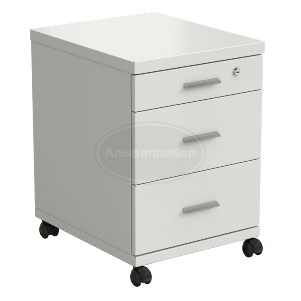 Тумба подкатная 460х530х640 мм, 3 ящика, белый металл - сталь