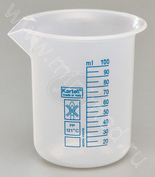 Стакан 100мл, с делениями п/п, Kartell, упаковка 2/12шт