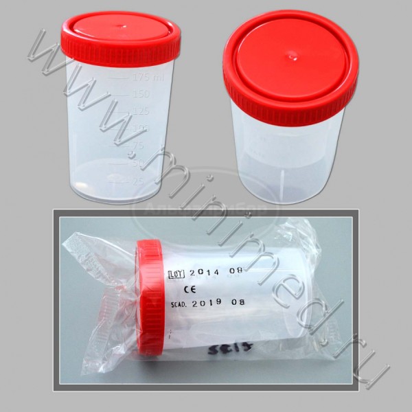 Контейнер для отбора, транспортировки и хранения биологических материалов, 200мл с завинчивающейся крышкой, с делениями диам.64*93 мм, нестерильный, п/п, инд. упаковка /150шт, Aptaca