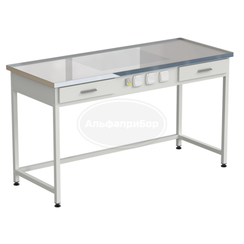 Стол с подсветкой рабочей зоны 1515х610х850 мм, раб. поверхность - Labgrade-лайт, цвет - белый