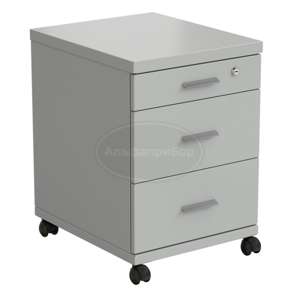 Тумба подкатная 460х530х640 мм, 3 ящика, серый металл - сталь