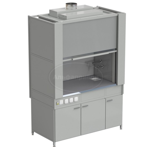 Шкаф вытяжной с коконом из стеклопластика с водой с электрикой 1500х820х2240 мм, раб. поверхность - монолитный керамогранит