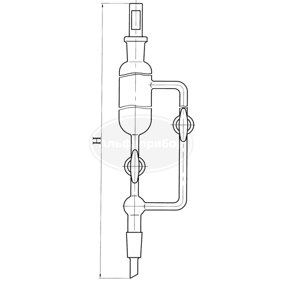 Воронка с противодавлением 100 тефлоновый кран ПП1