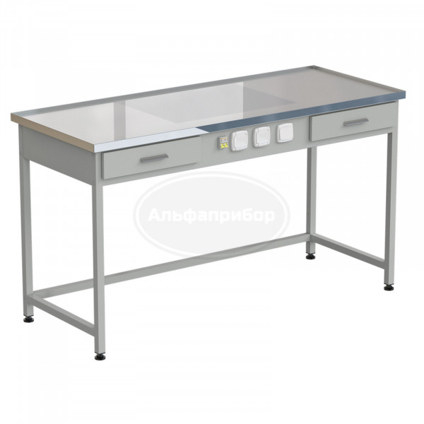 Стол с подсветкой рабочей зоны 1515х610х850 мм, раб. поверхность - Labgrade-лайт, цвет - серый