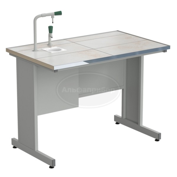 Стол пристенный с подводом воды 1212х750х900 мм, раб. поверхность - керамика