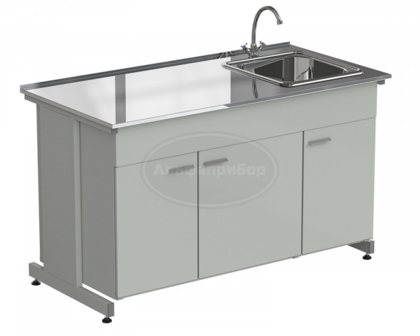 Мойка одинарная 1515х750х900 мм, одна чаша НС справа, смеситель, раб. поверхность - Labgrade-лайт