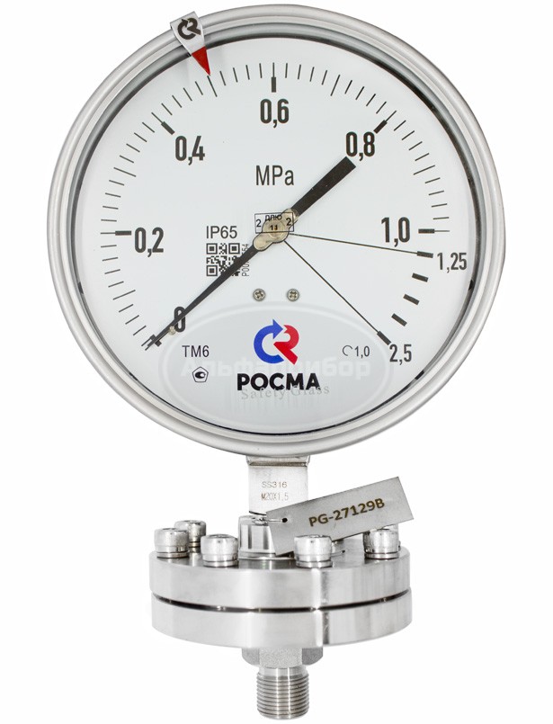 Манометр коррозионностойкий виброустойчивый, с защитой от перегрузки ТМ-621 Пх2,5