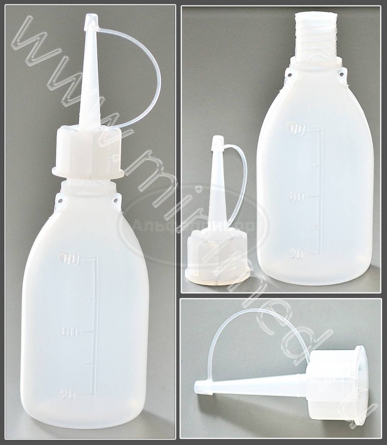 Капельница-дозатор, п/эт., 100мл, с делениями с длинным носиком, упаковка 10шт