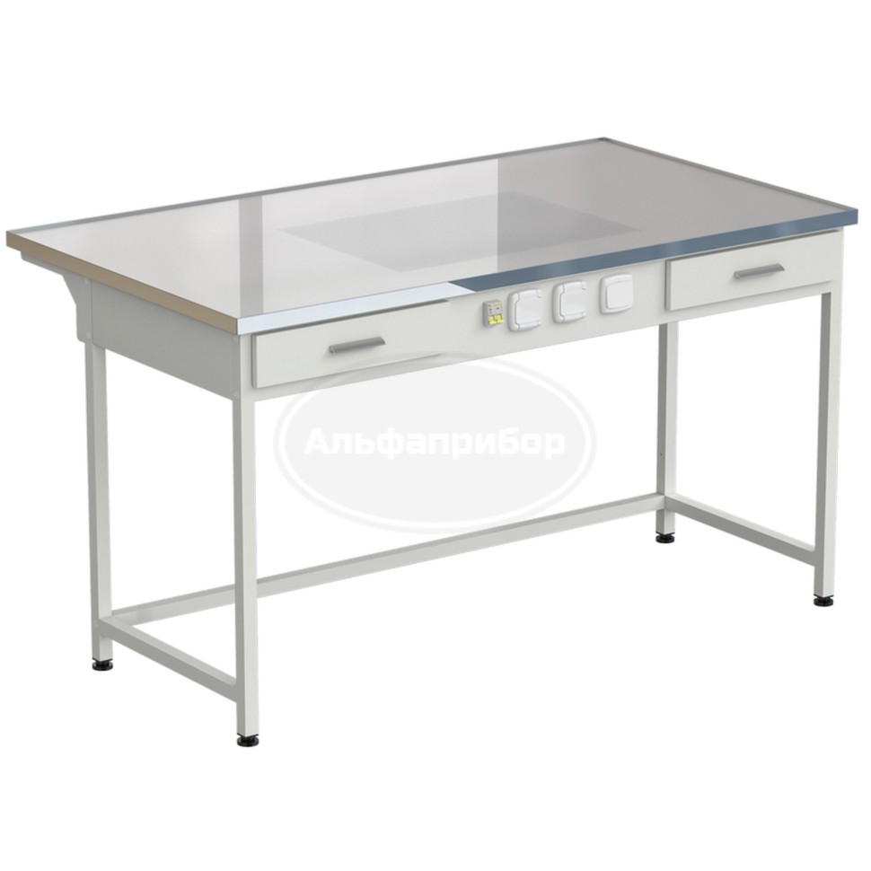 Стол с подсветкой рабочей зоны 1515х850х850 мм, раб. поверхность - Labgrade-лайт, цвет - белый