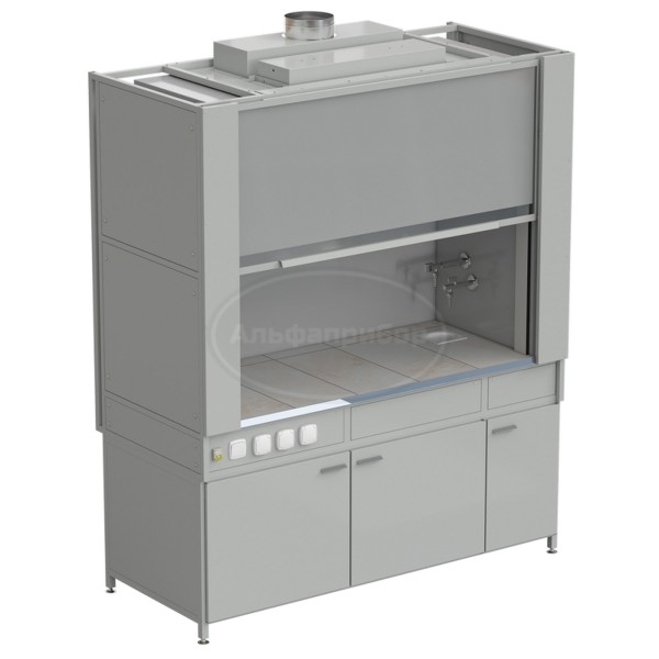 Шкаф вытяжной с коконом из стеклопластика с водой с электрикой 1800х820х2240 мм, раб. поверхность - керамика