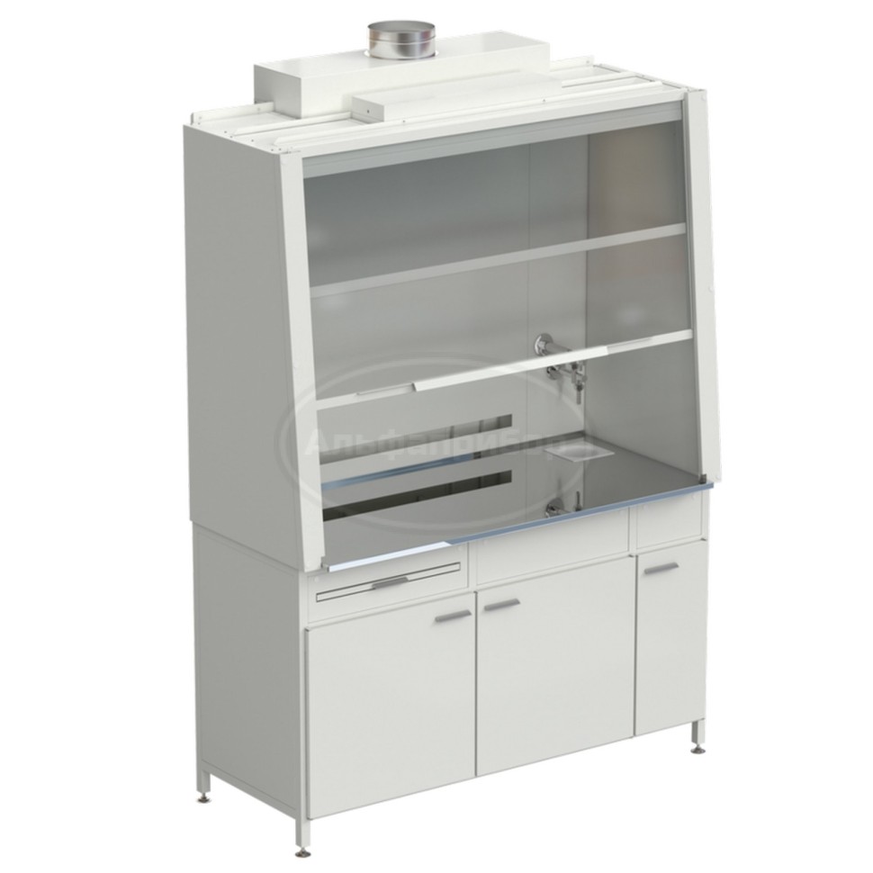 Шкаф вытяжной с подводом воды с ВЗБ светильником 1520х750х2160 мм, раб. поверхность - нержавеющая сталь