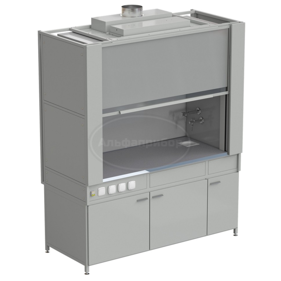 Шкаф вытяжной с коконом из стеклопластика с водой с электрикой 1800х820х2240 мм, раб. поверхность - монолитный керамогранит