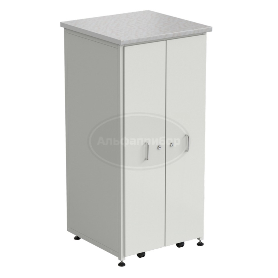 Шкаф с 2 выдвижными вертикальными секциями 640x630x1350 мм, белый ламинат, белый металл